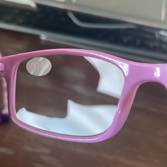 Fashion +2.00 purple & pink print & purple and yellow with flower print readers - Picture 10 of 16